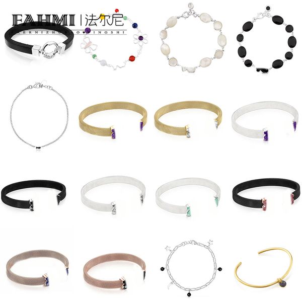 Fahmi Bracelet de pierres précieuses en argent de haute qualité de haute qualité ovale rond en nacre blanche maille d'argent violet jaune et bracelet en chaîne rstone unique bracelet en cristal