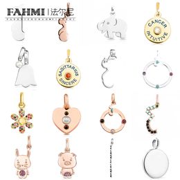 FAHMI Oso de lujo ligero, elefante, cerdo, conejo, flor de borla, medallón dorado redondo hueco, lirio de los valles, colgante en forma de corazón Regalos especiales para amigos amantes