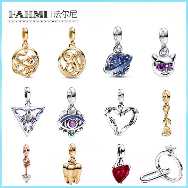 Fahmi Nouveau 100% 925 Sterling Silver ME Series Connector Links Charms The Eye Dangle Fit Original Bracelet DIY Femmes Bijoux Cadeau