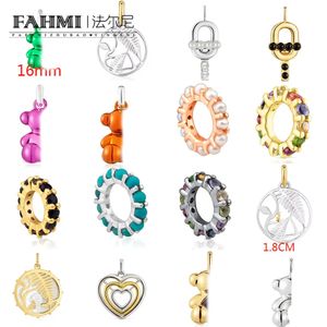 FAHMI Skylark ours creux bicolore plein de diamant pendentif perle ronde anniversaire, fiançailles, cadeau, fête, mariage 2023 nouveau en stock