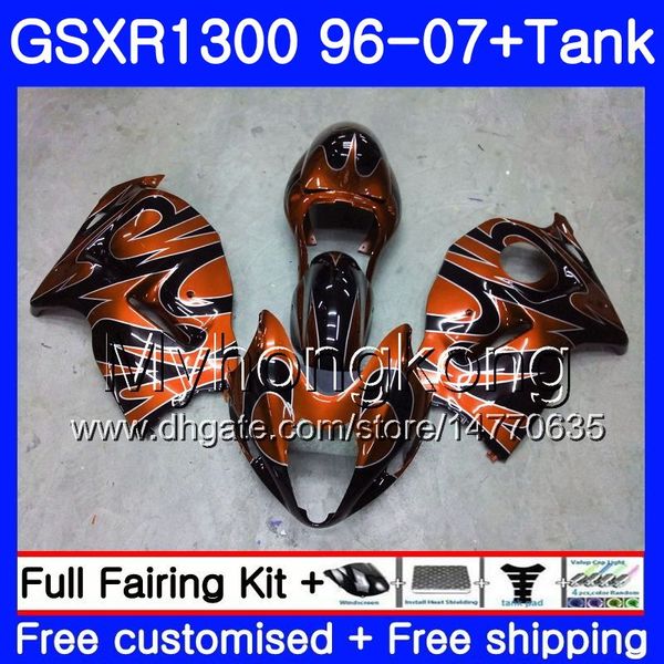 Kit de carénage pour SUZUKI Hayabusa GSX-R1300 1996 1997 1998 2007, flammes orange 333HM.190 GSXR 1300 GSXR1300 96 97 98 99 00 01 02 03 04 05 06 07