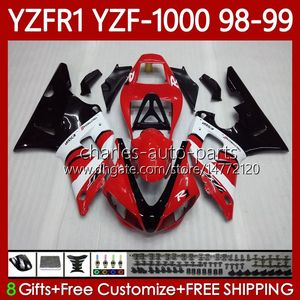 Corps de moto pour YAMAHA YZF R 1 1000 CC YZF-R1 YZF-1000 98-01 Carrosserie 82No.26 YZF R1 YZFR1 98 99 00 01 1000CC YZF1000 1998 1999 2000 2001 OEM Carénages usine rouge blk