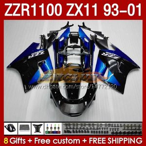 Body for Kawasaki Blue Black Ninja ZX-11 R ZZR-1100 ZX-11R ZZR1100 ZX 11 R 11R ZX11 R 1993 1994 1995 2000 2000 2001 165NO.8 ZZR 1100 CC ZX11R 93 94 95 96 97 98 99 00 01 Fairement Kit