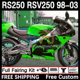 Adopías y cobertura del tanque para Aprilia RSV RS 250 RSV-250 RS-250 RSV250 98-03 4DH.130 RS250 RR RS250R 98 99 00 01 02 03 RSV250RR 1998 1999 2000 2001 2002 2003 Luz verde corporal Cuerpo VERDE