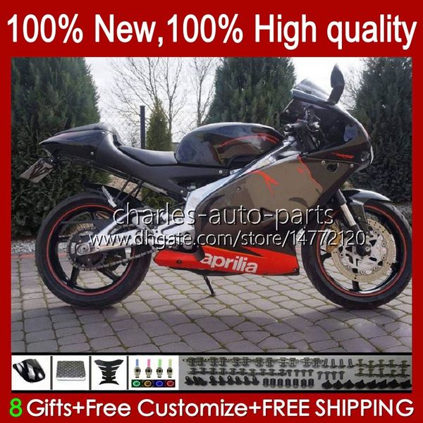 Fairings pour Aprilia RSV RS 125 R RR 125RR RS125 99 00 01 02 03 04 05 36NO.52 RS4 RS-125 RSV125 RSV-125 1999 2000 2001 2002 2003 2004 2005 RSV125RR 99-05 Kit Body Gloss Black 2003 2004 2005