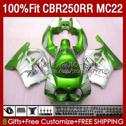 Carenados para HONDA CBR250 CBR 250RR 250 RR CC 250CC 1990 1991 1993 1994 1996 1997 1998 1999 131No.145 CBR250RR MC22 90 91 92 93 94 95 96 97 98 99 Cuerpo de inyección verde plata