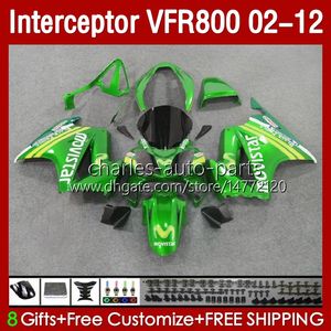 VLAPPELEN VOOR HONDA Interceptor VFR800 VFR 800 RR CC 800RR VFR800RR 02 03 04 05 06 07 BODY 129NO.90 800CC 2002 2009 2009 2010 2011 2012 MOVISTAR GROEN VFR-800 02-12 Carrosserie