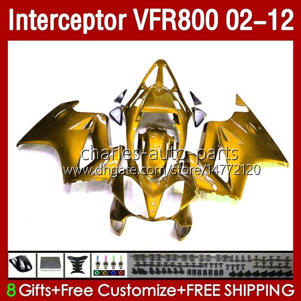 Carenados para HONDA Interceptor VFR800 VFR 800 RR CC 800RR VFR800RR 02 03 04 05 06 07 Cuerpo 129No.105 800CC Oro brillante 2002 2008 2009 2010 2011 2012 VFR-800 02-12 Carrocería