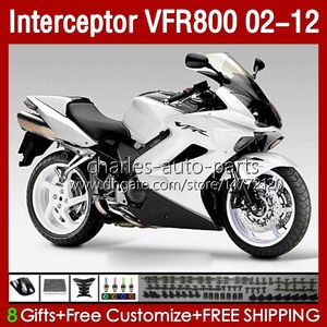 Verklei voor Honda Interceptor VFR800 Wit Zwart VFR 800 RR CC 800RR VFR800RR 02 03 04 05 06 07 Body 129NO.86 800CC 2002 2009 2009 2010 2011 2012 VFR-800 02-12 Carrosserie