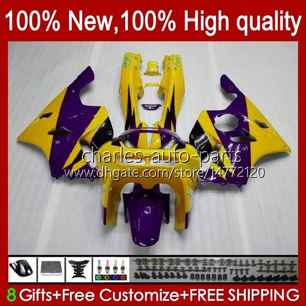 Carénages pour KAWASAKI NINJA ZX 6R 636 600CC 600 CC ZX-636 ZX6R 94 95 96 97 Carrosserie 50HC.30 ZX636 jaune violet ZX-6R 94-97 ZX600C ZX600 ZX 6 R 1994 1995 1996 1997 Kit carrosserie