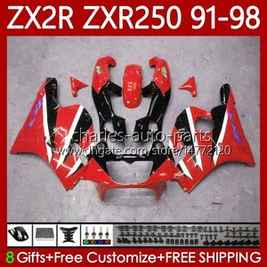 Carenados para KAWASAKI NINJA ZXR-250 ZX2R ZXR250 ZX 2R 2 R R250 ZXR 250 91 92 93 94 95 96 97 98 85No.61 ZX-R250 ZX-2R Rojo Negro 1991 1992 1993 1994 1995 1996 1997 Carrocerías 1998