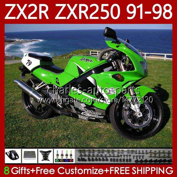 Carénages Pour KAWASAKI NINJA ZXR-250 ZX2R ZXR250 ZX 2R 2 R R250 ZXR 250 91 92 93 94 95 96 97 98 85No.45 ZX-R250 ZX-2R 1991 1992 1993 1994 1995 1996 1997 19 98 Bodys Vert Blanc