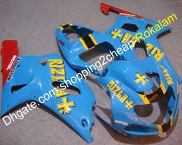 Carenados para Suzuki 2001 2002 2003 GSXR600/750 GSXR600 GSXR750 K1 01 02 03 GSXR 600 750 Moto Azul Rojo Carenado (moldeo por inyección)