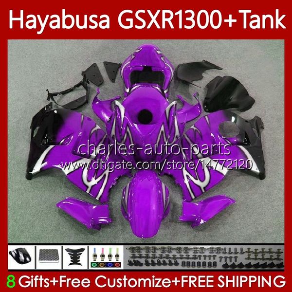 Carénage pour Suzuki GSXR-1300 GSXR Purple Flammes 1300 CC GSXR1300 Hayabusa 96 1997 1997 1998 1999 1999 2000 2001 74NO.233 GSX-R1300 1300CC 02 03 04 05 06 07 GSX R1300 96-07 Corps