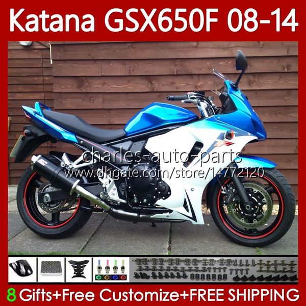 Carénages pour SUZUKI KATANA GSX-650F GSXF650 GSXF-650 GSX650F Blanc bleu 2008 2009 2010 2011 2012 2013 2014 Carrosserie 120No.66 GSX 650F GSXF 650 08 09 10 11 12 13 14 Corps