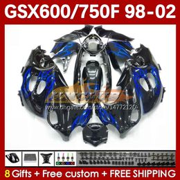 Body voor Suzuki GSXF750 GSXF600 Katana GSXF 600 750 CC 600CC 750CC 1998 1999 2000 2000 2002 169NO.68 GSX750F GSXF-600 GSXF-750 GSX600F 98 99 00 01 02 Fairing Blue Flames