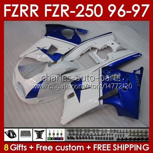 Carénages pour YAMAHA FZRR FZR 250R 250RR FZR 250 R RR FZR250R 1996 1997 Corps 144No.78 FZR-250 FZR250 R RR 96 97 FZR250RR FZR250-R FZR-250R 96-97 Kit de carrosserie bleu blanc
