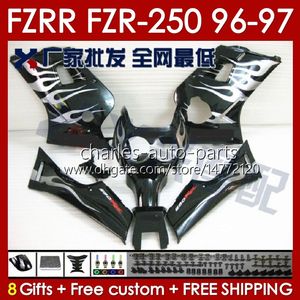 Carénages pour YAMAHA FZRR FZR 250R 250RR FZR 250 R RR FZR250R 1996 1997 Corps 144No.70 FZR-250 FZR250 R RR 96 97 FZR250RR FZR250-R FZR-250R 96-97 Kit carrosserie flammes argentées