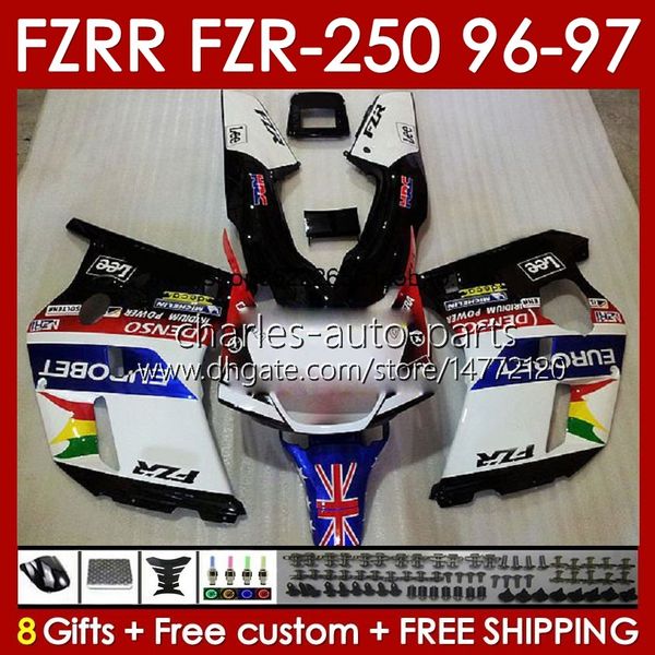 Verkleidungen für Yamaha FZRR FZR 250R 250RR FZR 250 R RR FZR250R 1996 1997 glänzend weiß Körper 144No.76 FZR-250 FZR250 R RR 96 97 FZR250RR FZR250-R FZR-250R 96-97 Karosserie-Kit