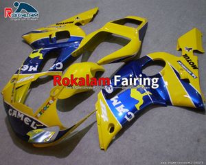 Carenados para Yamaha YZF R6 98 99 00 01 02 YZF600 R6 1998-2002 Kit de carrocería del mercado de accesorios amarillo azul (moldeo por inyección)