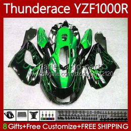 Verkleiningen voor Yamaha YZF1000r Thunderace YZF 1000 R 1000R 96-07 87NO.94 YZF-1000R 1996 1997 1998 1999 2000 2001 2002 2007 YZF1000-R 96 03 04 05 06 07 Body Kit Green Flames