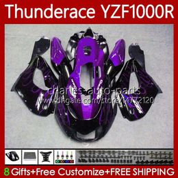 Verkleiningen voor Yamaha Yzf1000r Thunderace YZF 1000 R 1000R 96-07 87NO.90 YZF-1000R 1996 1997 1998 1999 2000 2001 2002 2007 YZF1000-R 96 03 04 05 06 07 Paars Vlammen Body Kit