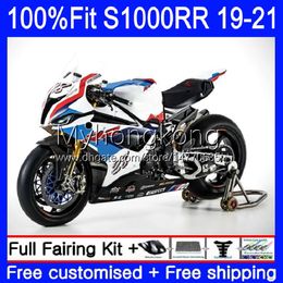 Carénages de moulage par injection OEM pour BMW S-1000 S 1000 RR S 1000RR S1000 RR Carrosserie 3No.3 S-1000RR S1000RR 19 20 21 S1000-RR 2019 2020 2021 100% Fit Bodys Kit rouge usine bleu