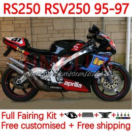 Kit de carenados para Aprilia RSV250RR RS-250 RSV250 RS RSV 250 RSV-250 95-97 158No.18 RS250RR RS250 RR 1995 1996 1997 RSV250R RS250R 95 96 97 Cuerpos de motocicleta hot black red