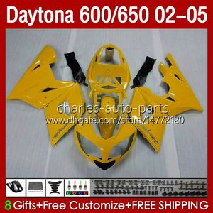 Kit de carénage pour Daytona 650 600 CC 02 03 04 05 Carrosserie 132No.58 Cowling Daytona Stock Jaune 600 Daytona650 2002 2003 2004 2005 Daytona600 02-05 Corps de moto ABS