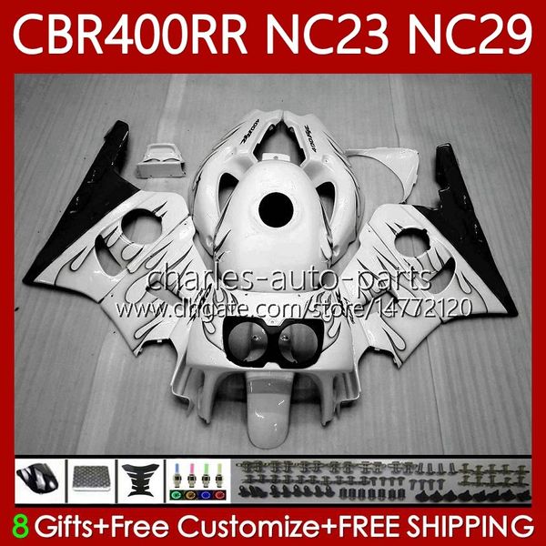 Kit de carenados para HONDA CBR 400 RR CC 400CC NC23 1988 1989 1990 1991 1992 1993 Cuerpo 65No.89 CBR400RR Llamas negras CBR400 RR 88-99 NC29 CBR 400RR 88 89 90 91 92 93 OEM Carrocería