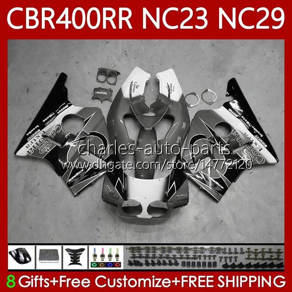 Kit de carenados para HONDA CBR 400 RR CC 400CC NC23 1988 1989 1990 1991 1992 1993 Cuerpo 65No.84 CBR400RR CBR400 RR 88-99 NC29 Gris Negro CBR 400RR 88 89 90 91 92 93 Carrocería OEM