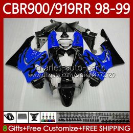 Kit de carénage pour HONDA CBR 919RR 900RR 900CC 919CC CBR919 CBR900 RR CBR919RR 98 99 Corps 127No.61 CBR 900 919 RR CC Bleu noir 1998 1999 CBR900RR 1998-1999 Carrosserie OEM