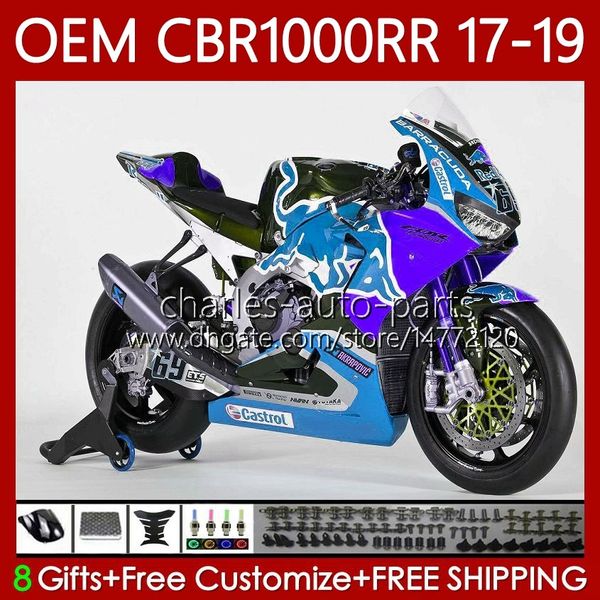 Kit de carenados para HONDA CBR1000 CBR 1000 RR Glossy Blue CC 2017-2019 Carrocería 75No.138 CBR 1000RR 1000CC 2017 2018 2019 CBR1000CC CBR1000RR 17 18 19 Cuerpo OEM de inyección