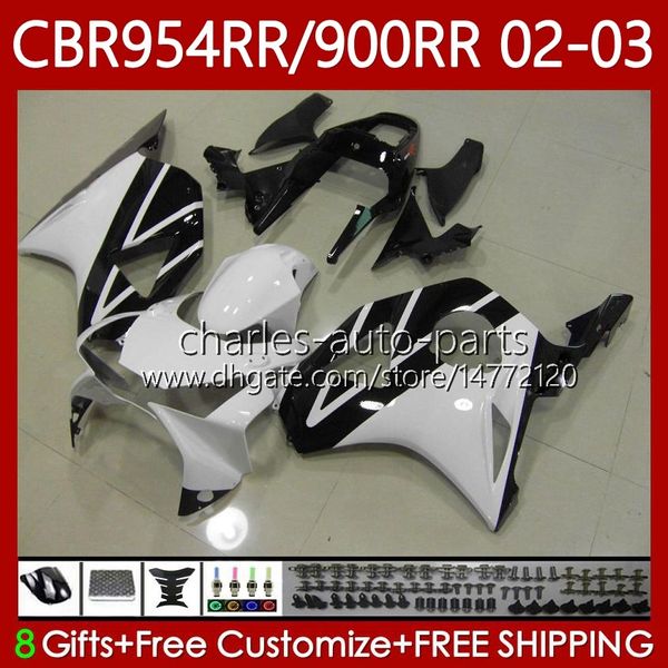 Kit de carénages pour HONDA CBR954 CBR900 RR CBR 900 954 RR CC CBR954RR 02 03 Carrosserie 61No.87 CBR 954RR 900RR 900CC 2002 2003 CBR954-RR CBR900RR 02-03 Corps OEM Noir blanc