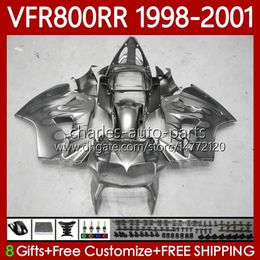 Backings Kit voor Honda Interceptor VFR800RR VFR zwarte vlammen 800RR 800 cc RR VFR800 98 99 00 01 Body 128NO.45 800cc VFR-800 RR 1998 1999 2000 2001 VFR800R 98-01 Carrosserie