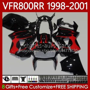 Verkort Kit voor Honda Interceptor VFR800RR VFR 800RR 800 CC RR VFR800 98 99 00 01 Body 128NO.64 800CC VFR-800 RR 1998 1999 2000 2001 Rode vlammen VFR800R 98-01 Carrosserie