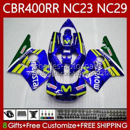 Kit de carénages pour HONDA Movistar vert CBR 400 RR CC 400CC NC23 1988 1989 1990 1991 1992 1993 Corps 65No.69 CBR400RR CBR400 RR 88-99 NC29 CBR 400RR 88 89 90 91 92 93 Carrosserie OEM