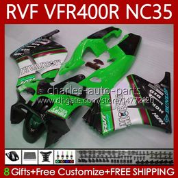 FIERINGS KIT VOOR HONDA NC35 V4 VFR400 R RVF400R 1994 1995 1996 1997 1998 80 NO.153 RVF VFR 400 RVF400 R 400RR VFR 400R VFR400RR 94-98 VFR400R GROEN BLACK 94 95 96 97 98 Lichaam