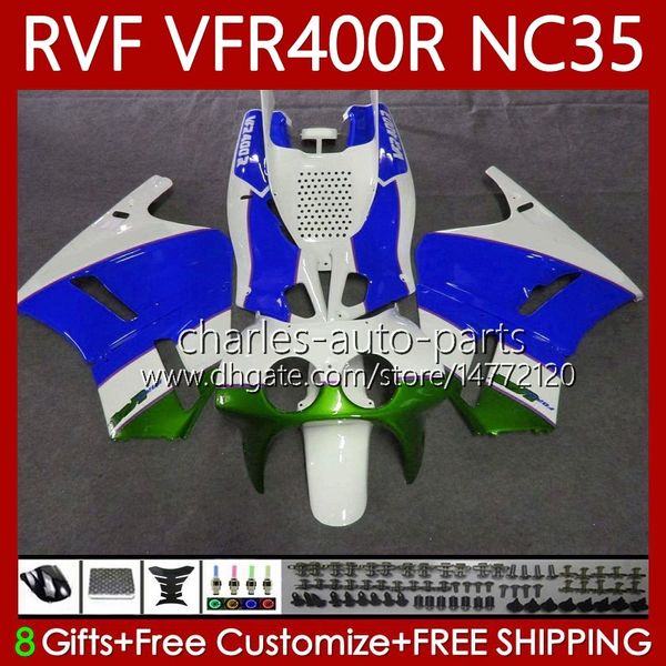 Kit de carénage pour HONDA NC35 V4 VFR400 R RVF400R 1994 1995 1996 1997 1998 80No.134 RVF VFR 400 RVF400 R Bleu vert 400RR VFR 400R VFR400RR 94-98 VFR400R 94 95 96 97 98 Corps