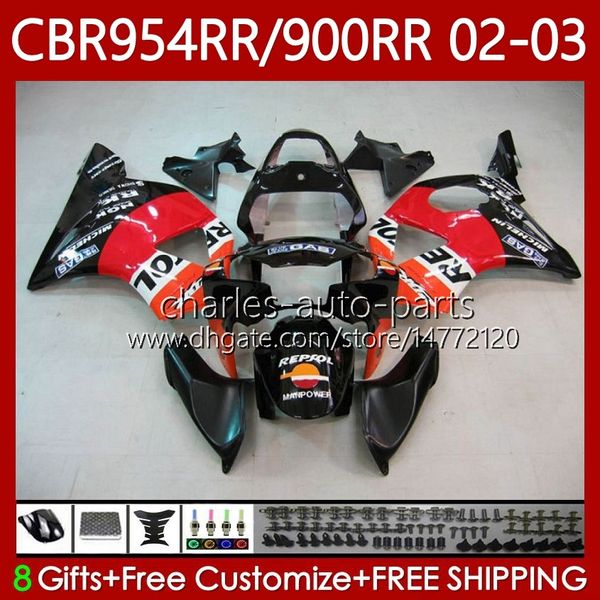 Kit de carenados para HONDA Repsol naranja CBR954 CBR900 RR CBR 900 954 RR CC CBR954RR 02 03 Carrocería 61No.83 CBR 954RR 900RR 900CC 2002 2003 CBR954-RR CBR900RR 02-03 Cuerpo OEM