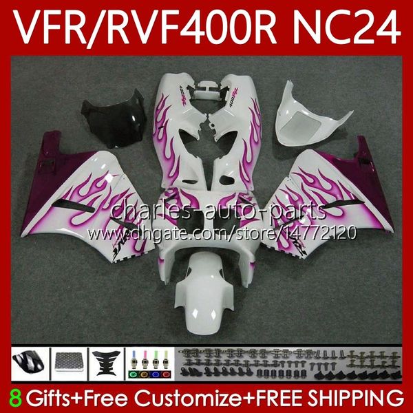 Kit de carénage pour HONDA RVF VFR 400 VFR400 R 400RR 87-88 Corps 78No.151 VFR400R RVF400R Flammes roses NC24 V4 RVF400 R 1987 1988 VFR 400R VFR400RR 87 88 Carrosserie de moto