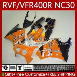 Kit de carénage pour HONDA VFR400 R RVF400R NC30 V4 1989 1990 1991 1992 1993 79No.109 RVF VFR 400 RVF400 R 400RR VFR 400R VFR400RR Orange clair 89-93 VFR400R 89 90 91 92 93 Corps