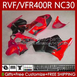 Kit de carénage pour HONDA VFR400 R RVF400R NC30 V4 1989 1990 1991 1992 1993 79No.120 RVF VFR 400 RVF400 R 400RR VFR Rouge noir 400R VFR400RR 89-93 VFR400R 89 90 91 92 93 Corps