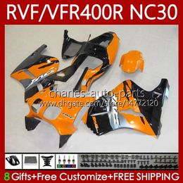 Kit de carenados para HONDA VFR400 R RVF400R NC30 V4 1989 1990 1991 1992 1993 79No.128 RVF VFR 400 RVF400 R 400RR VFR 400R VFR400RR 89-93 VFR400R 89 90 91 92 93 Cuerpo naranja negro