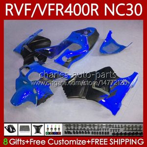 Kit de carénages pour HONDA VFR400 R RVF400R NC30 V4 1989 1990 1991 1992 1993 79No.117 RVF Bleu noir VFR 400 RVF400 R 400RR VFR 400R VFR400RR 89-93 VFR400R 89 90 91 92 9 3 Corps