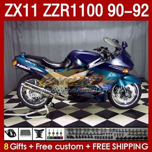 Kairingskit voor Kawasaki Ninja ZX 11 R 11R ZX-11 R ZZR1100 ZZR 1100 cc Body 164No.50 Blue Stock ZX11 R 90-92 ZX-11R ZZR-1100 ZX11R 90 91 92 1990 1990 1991 1992 ABS VOLLEDIGE Fairing