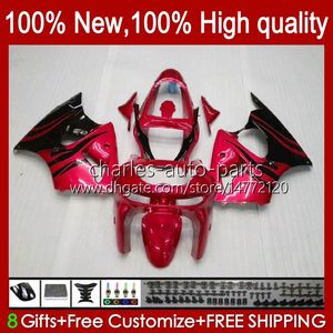 Kit de carenados para KAWASAKI NINJA ZX-6R ZX-636 ZX600 ZX600CC 98-99 Carrocería 16No.18 llamas rojas ZX-600 600CC ZX636 ZX6R 98 99 ZX 636 600 CC 6 R 6R 1998 1999 Carrocerías de motocicleta