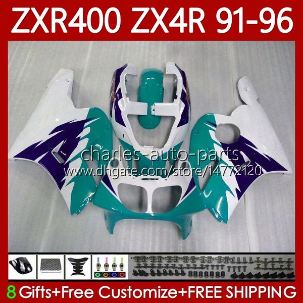 Kit de carenados para KAWASAKI NINJA ZX4R 400CC ZXR-400 1991 1992 1993 94 Azul cian 95 96 Carrocería 138No.87 ZXR 400 CC ZX-4R ZX 4R Carenado ZXR400 91 92 93 1994 1995 1996 Cuerpo