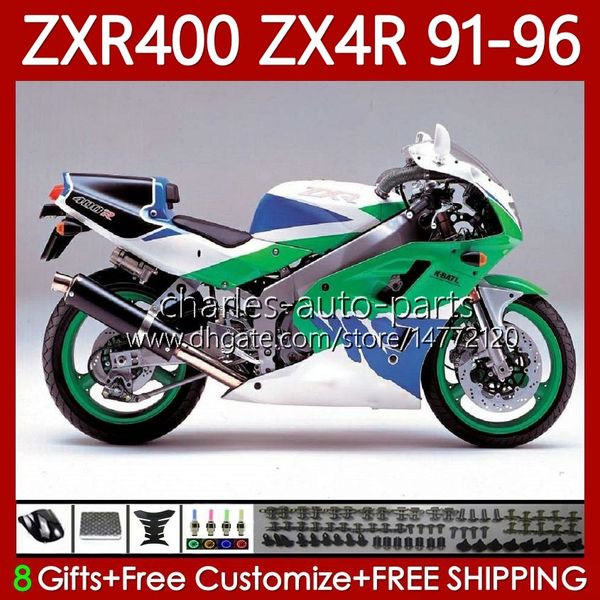 Kit de carenados para KAWASAKI NINJA ZX4R 400CC ZXR-400 1991 1992 1993 94 95 96 Carrocería Verde azul blanco 138No.71 ZXR 400 CC ZX-4R ZX 4R Carenado ZXR400 91 92 93 1994 1995 1996 Cuerpo