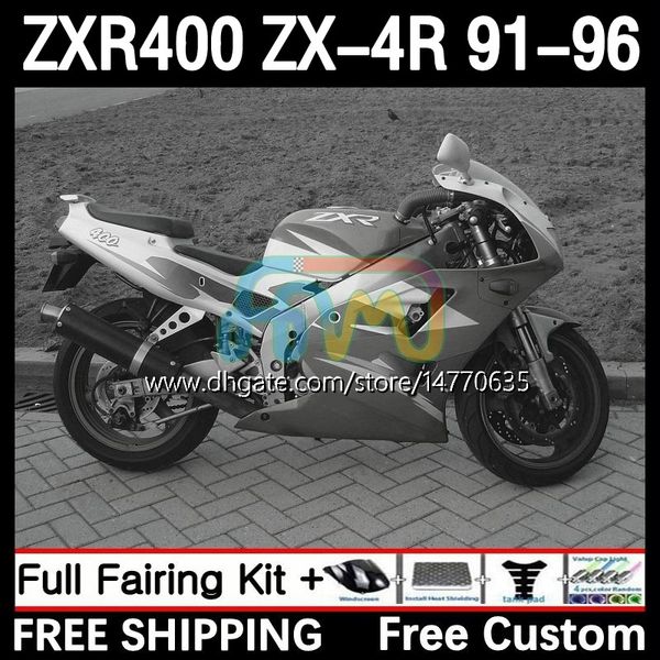 Kit de carenados para KAWASAKI NINJA ZX4R 400CC ZXR-400 1991 1992 1993 94 95 96 Cuerpo 12DH.81 ZXR 400 CC ZX-4R ZX 4R Carenado ZXR400 91 92 93 1994 1995 1996 Carrocería gris blanco